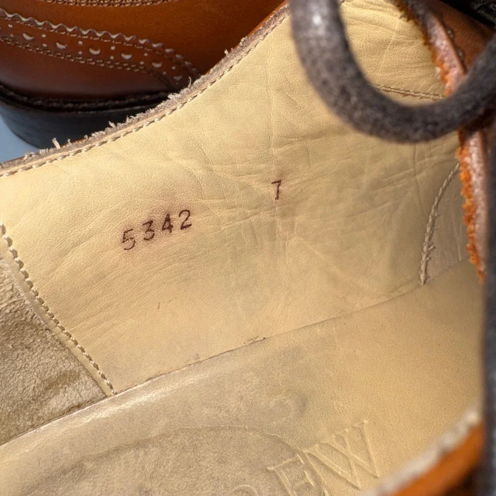 J.Crew Ludlow Wingtip Oxfords Tan Leather‎ Brogue Shoes Made in Italy Men's 7 B